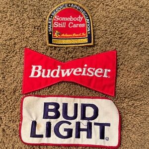Budweiser and Bud Light Logo Patches - Red and White material vintage